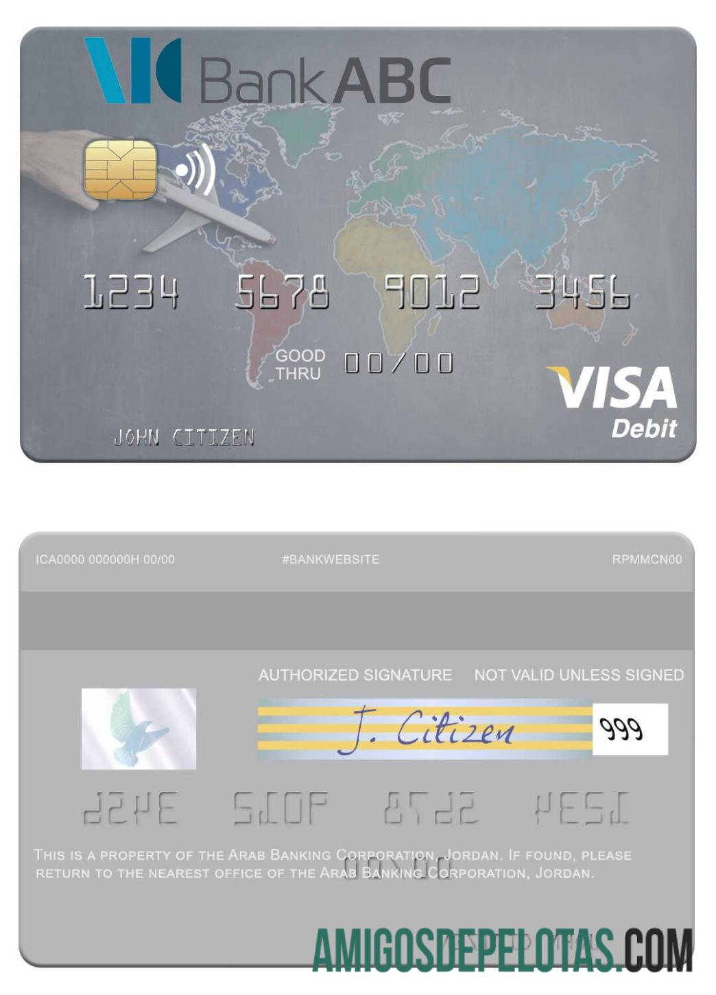 Jordan Arab Banking Corporation Visa Debit Card template